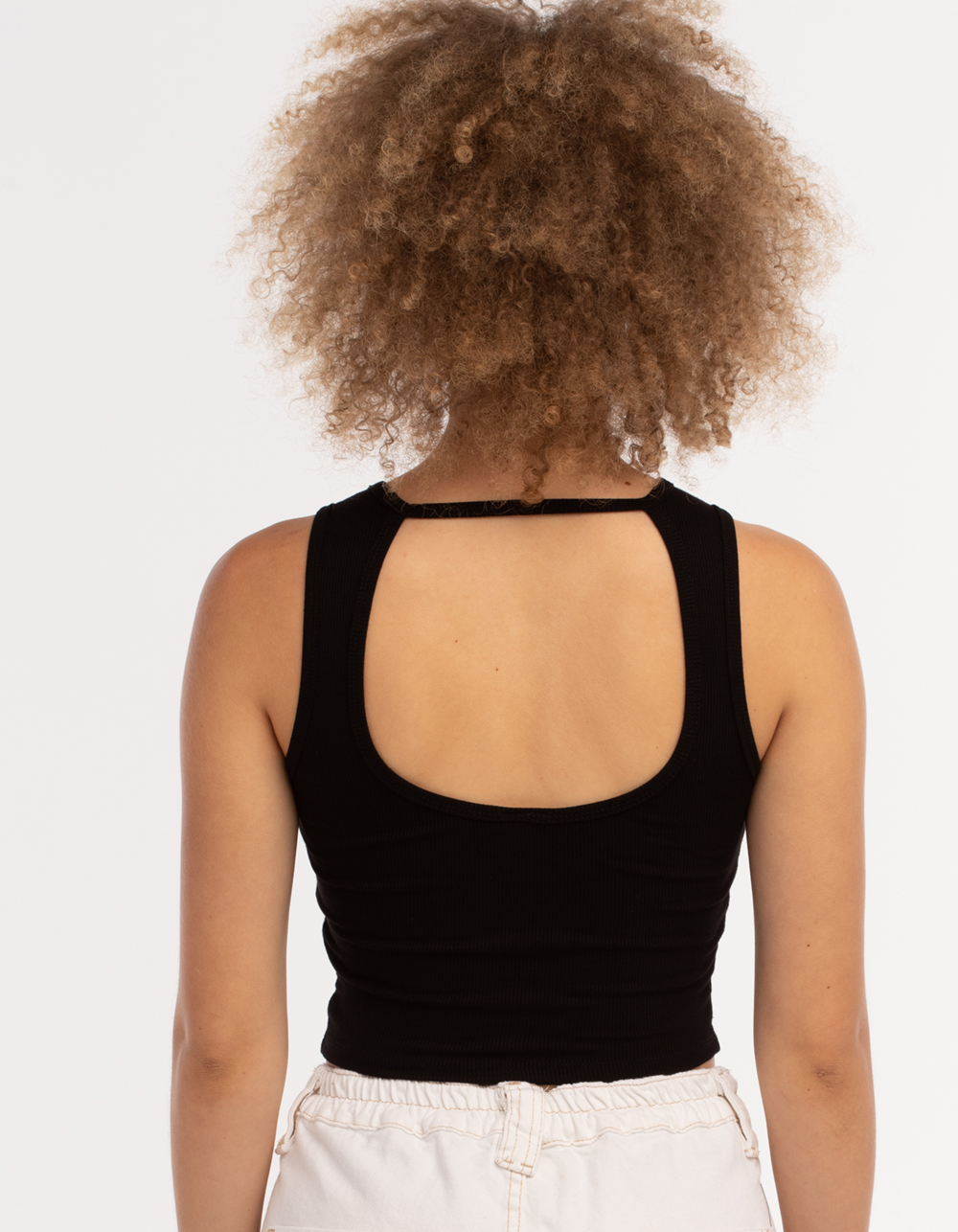 DESTINED Womens Cut Out Back Tank Top BLACK Tillys