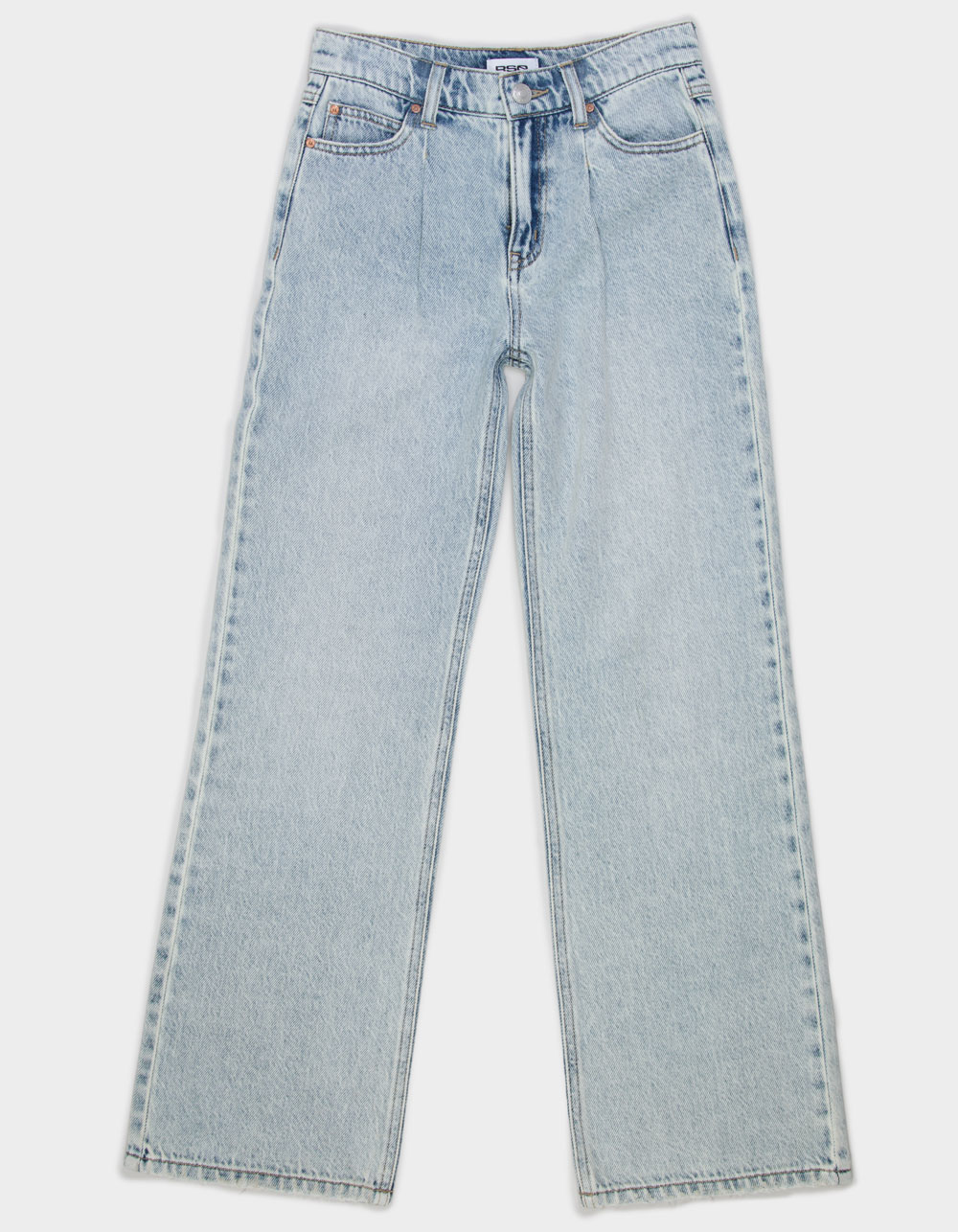 RSQ Girls High Rise Pleated Wide Leg Jeans - LIGHT WASH