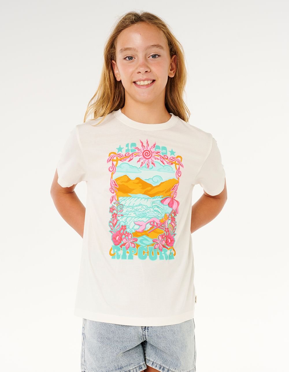 RIP CURL Sunshine Squad Girls Band Tee - BONE