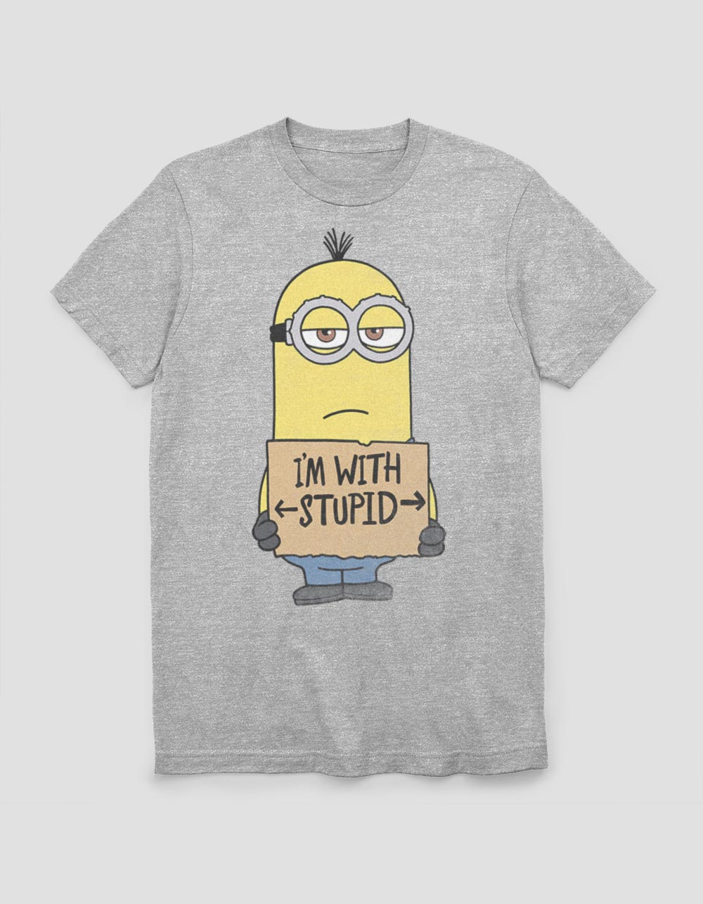 MINIONS I'm With Stupid Tee - HEATHER GRAY