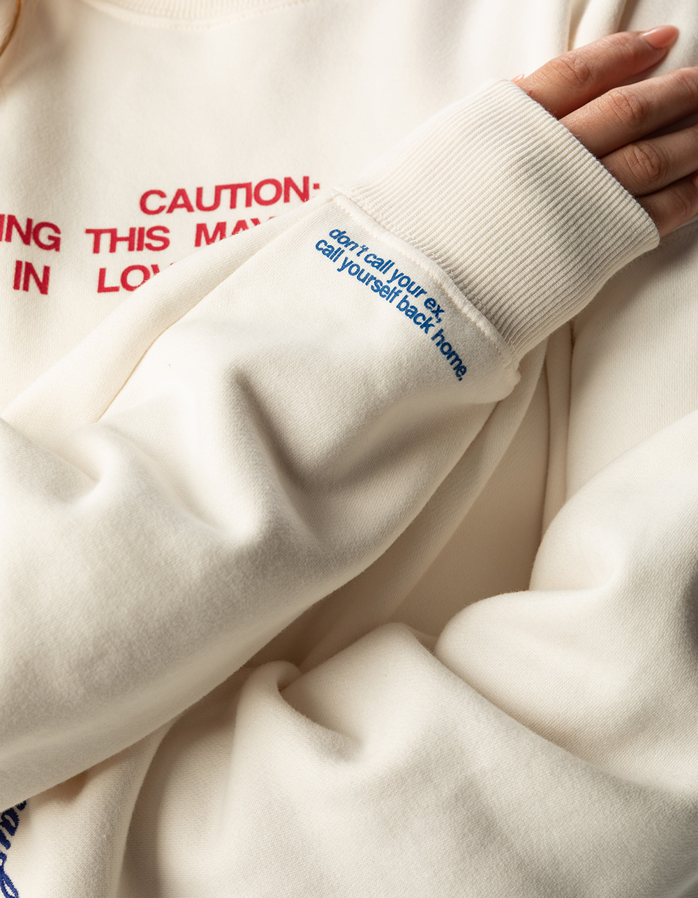 THE MAYFAIR GROUP Self Love Womens Oversized Crewneck Sweatshirt - CREAM