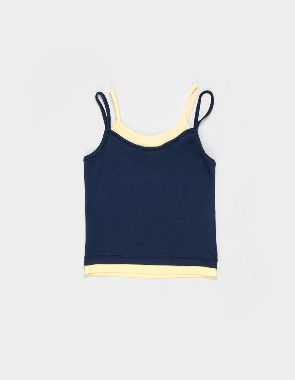 FULL TILT Essentials Girls Double Layer Tank Top - NAVY/YELLOW