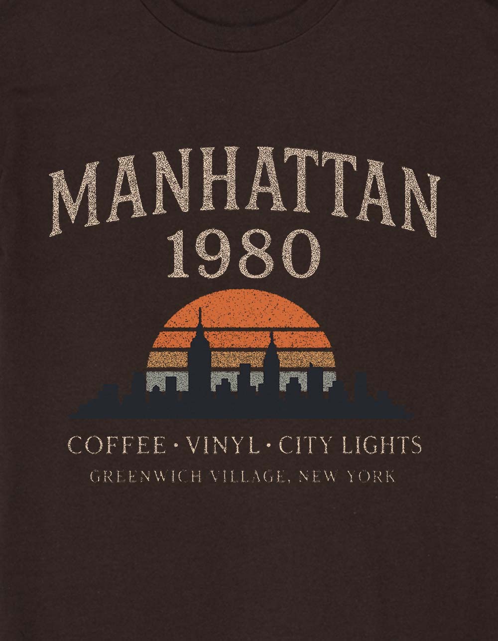 NEW YORK Manhattan Sunrise Unisex Tee - CHOCOLATE