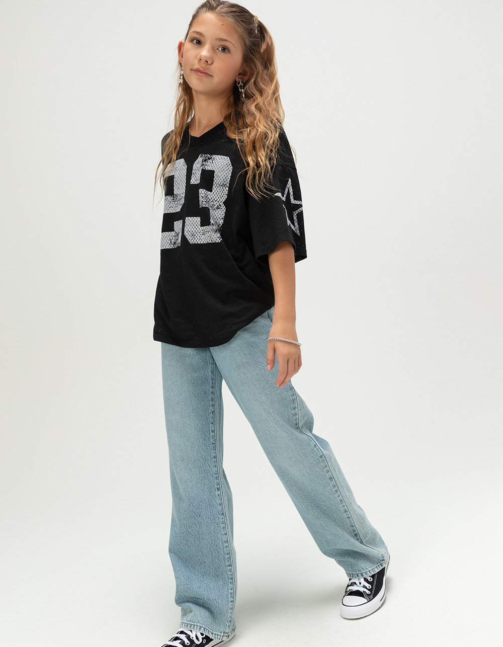 FULL TILT 23 Star Girls Mesh Tee  - BLACK