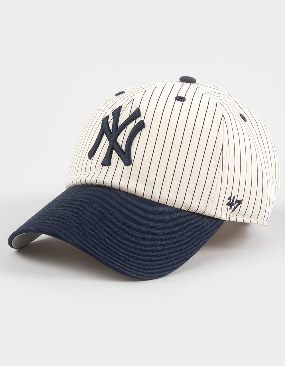 47 BRAND New York Yankees Pinstripe Home Run '47 Clean Up Strapback Hat - CREAM