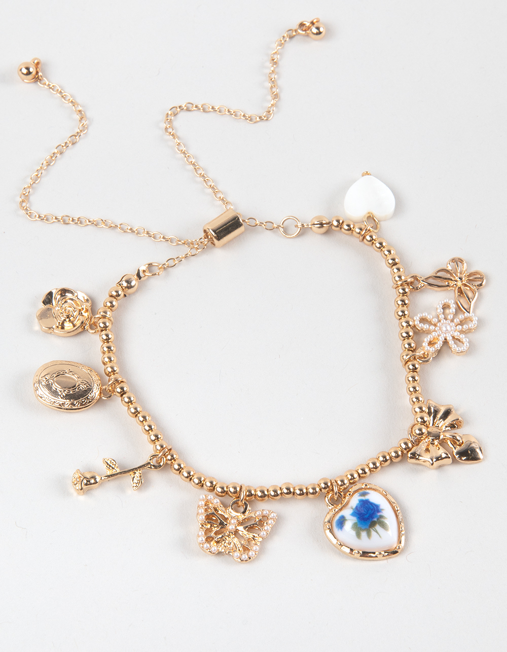 FULL TILT Heart/Butterfly Charm Bracelet - GOLD