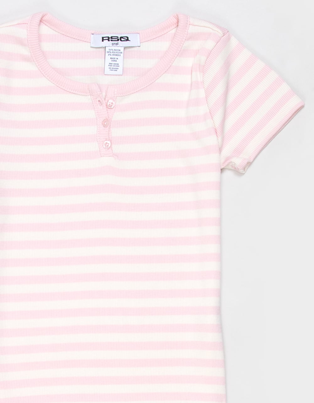 RSQ Girls Stripe Henley Top - PINK COMBO