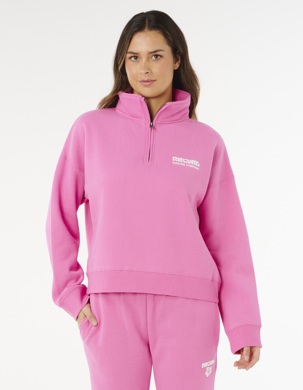 RIP CURL Surf Puff Womens 1/4 Zip - HOT PINK