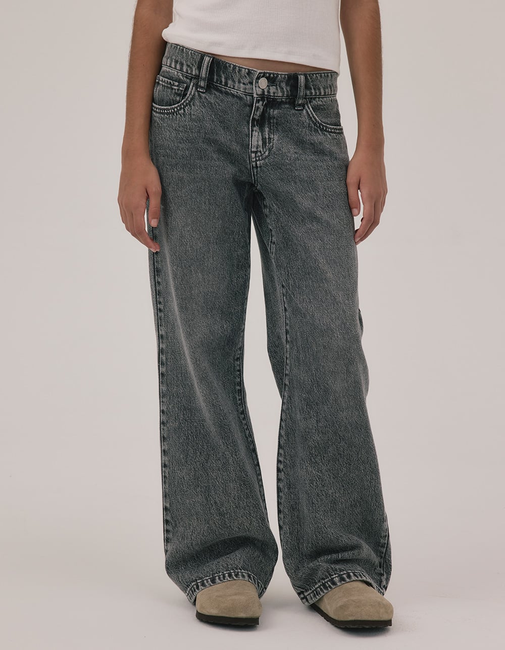 RSQ Low Rise Wide Leg Girls Jeans - GRAY