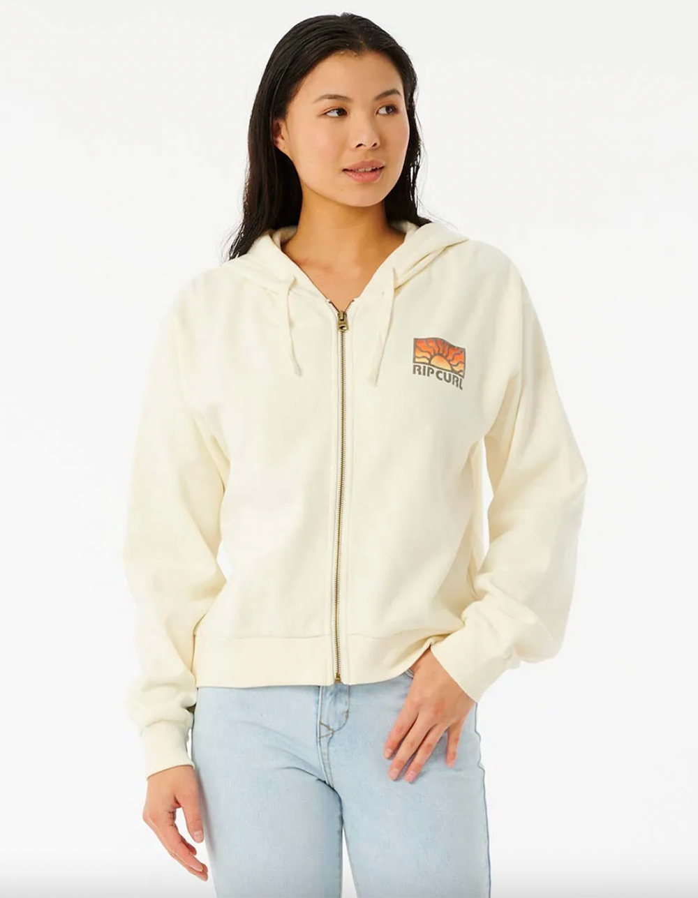 RIP CURL Trippin Zip Through Womens ZipUp Hoodie OFF WHITE Tillys