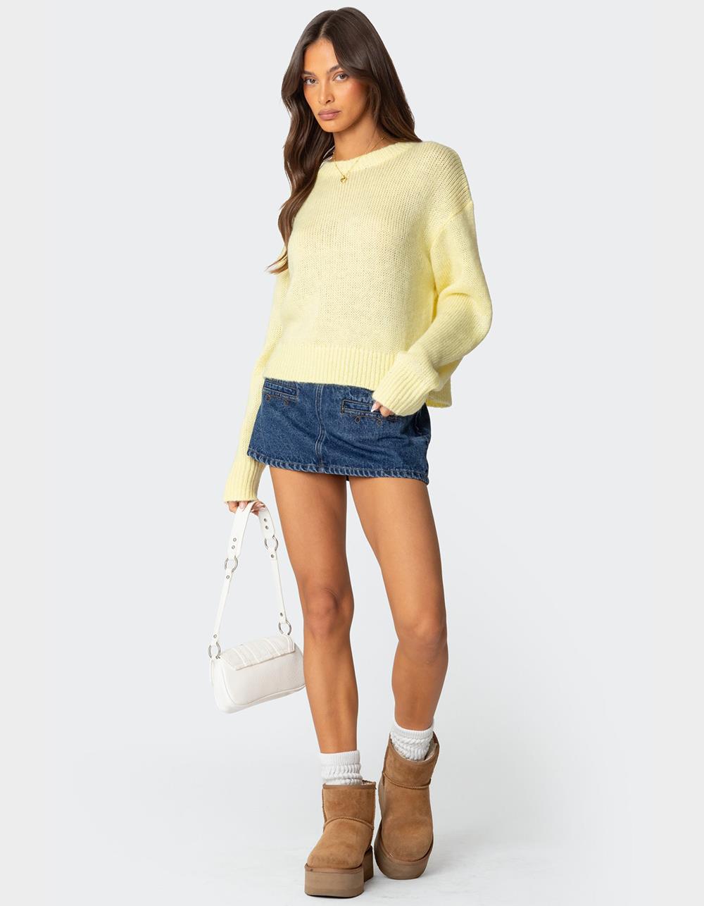 EDIKTED Kyrah Oversized Knit Sweater - YELLOW
