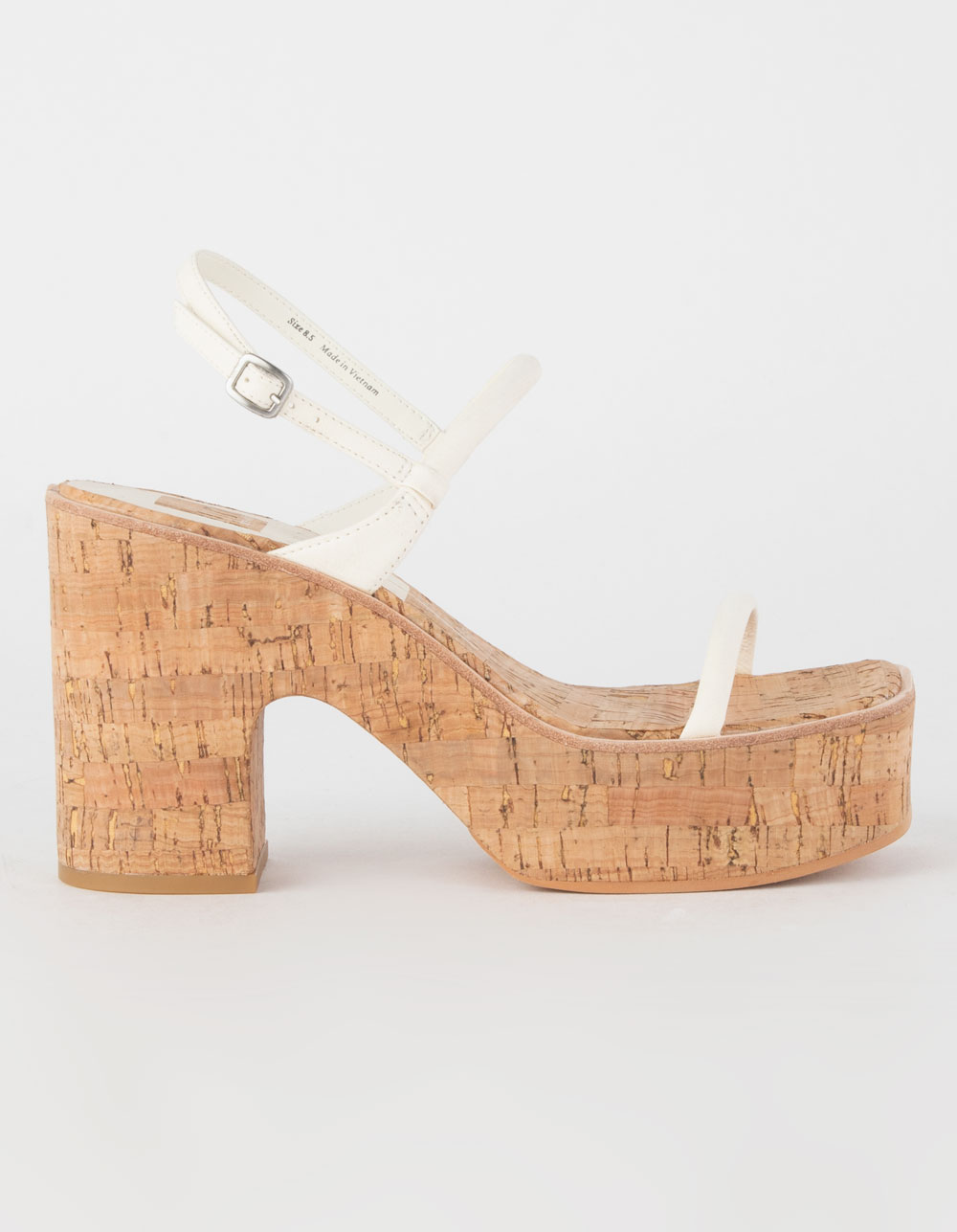 white cork heel
