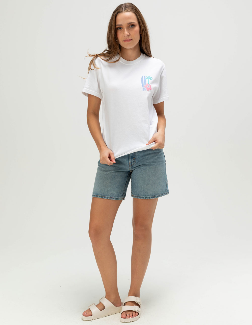 RIOT SOCIETY Surf Womens Boyfriend Tee - WHITE