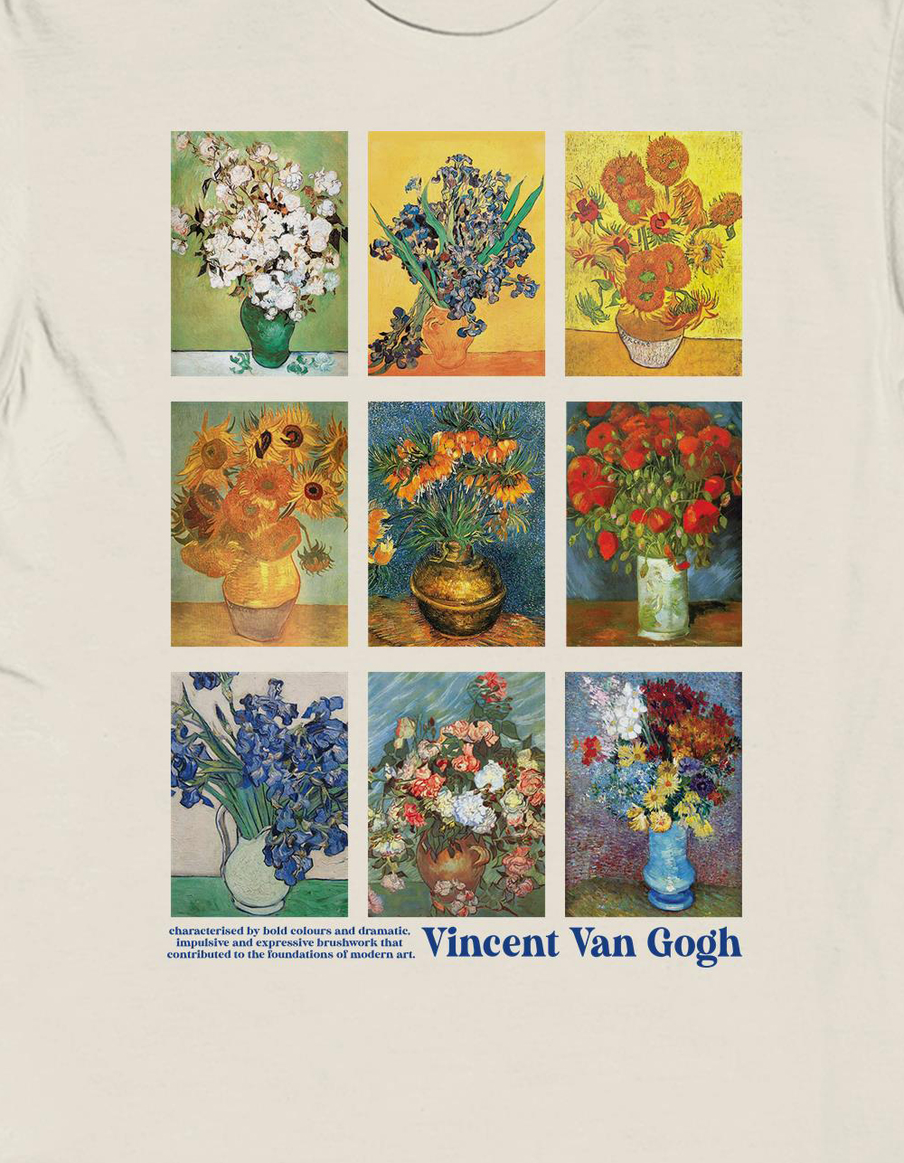 VAN GOGH Floral Vases Unisex Tee - NATURAL