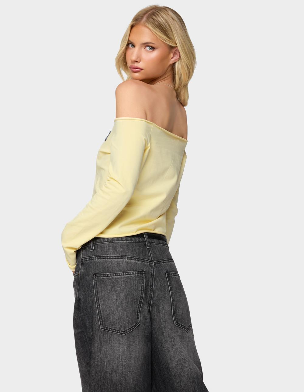 EDIKTED New York Babe Off Shoulder Top - YELLOW