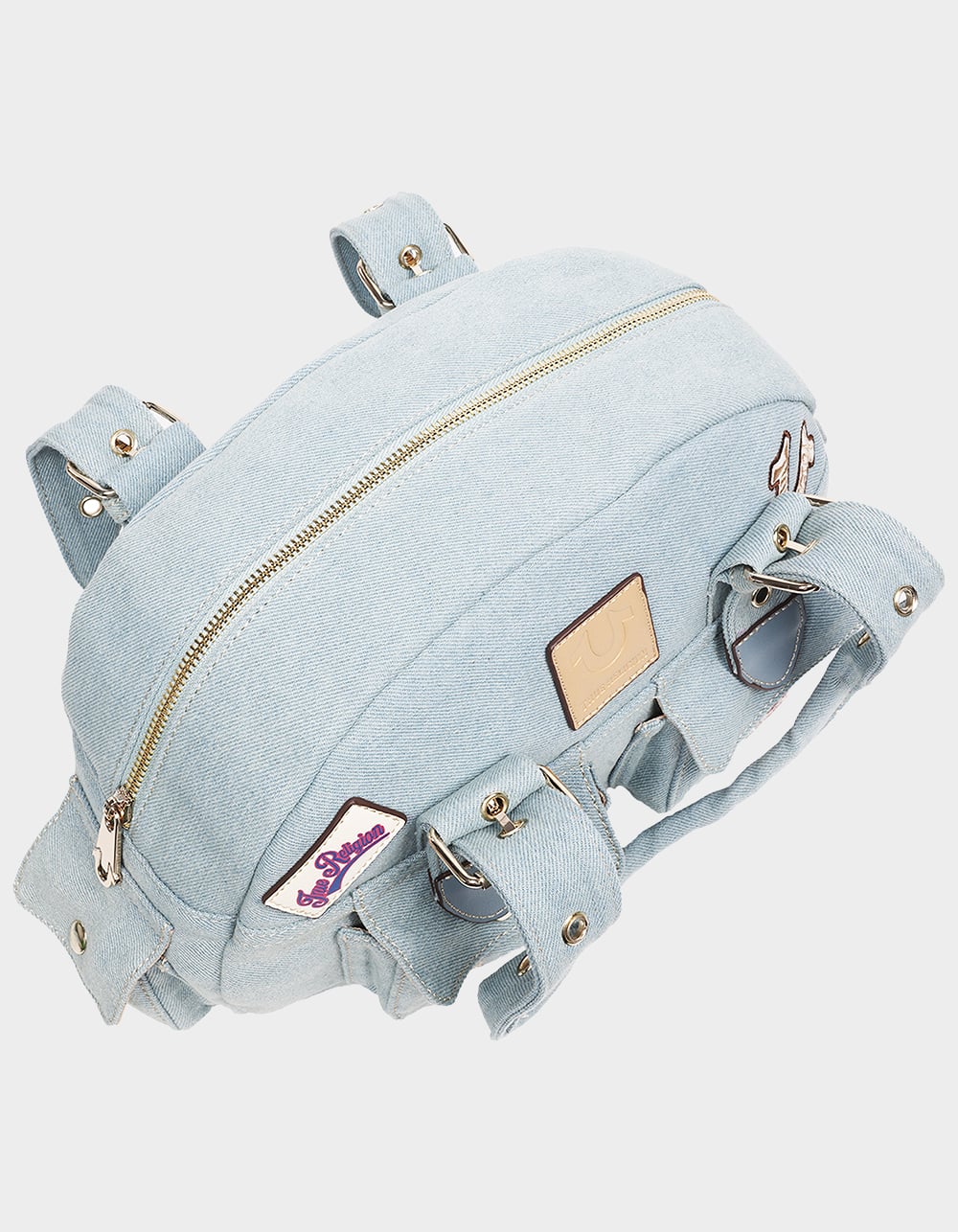 TRUE RELIGION Multi-Patch Denim Satchel Bag - DENIM