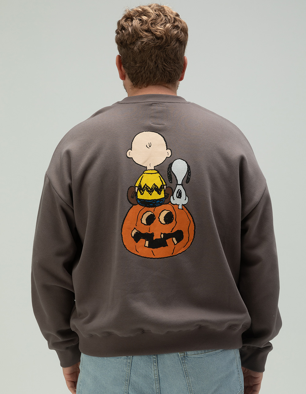 RSQ x Peanuts Together Mens Oversized Crewneck Sweatshirt - DARK GRAY