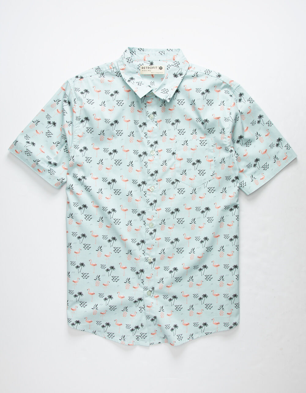 RETROFIT Palm Flamingo Mens Button Up Shirt - POWDER | Tillys