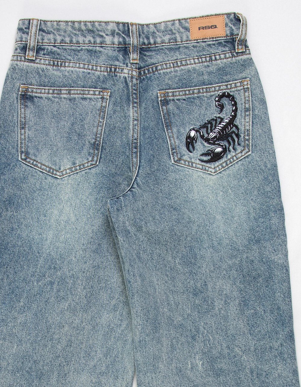 RSQ Boys Embroidered Extra Baggy Jeans - MEDIUM WASH