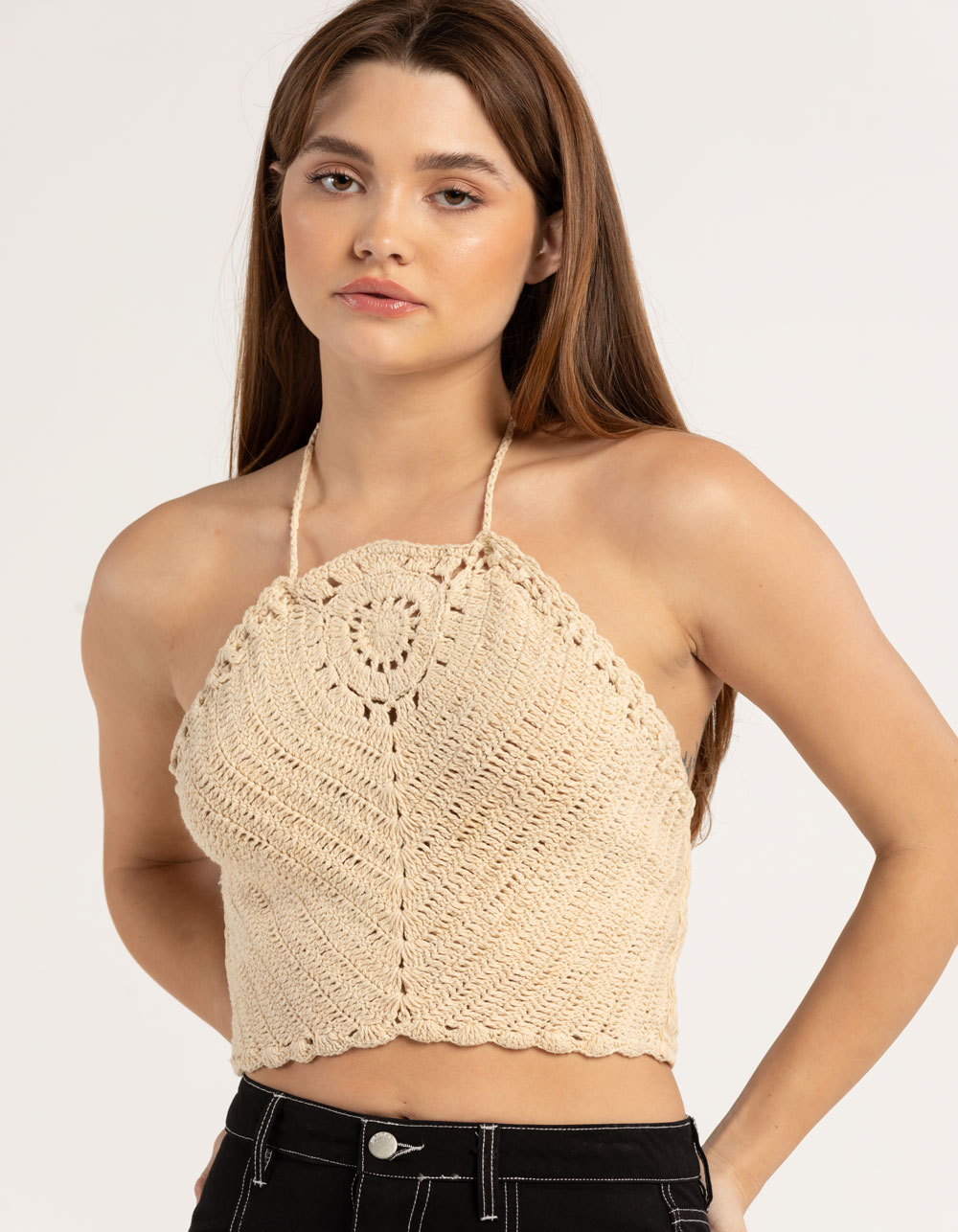 BAND OF THE FREE Womens Crochet Halter Top