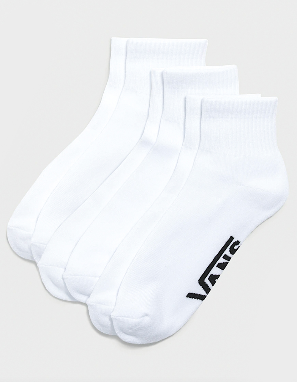 VANS Classic 3 Pack Womens Quarter Crew Socks - WHITE