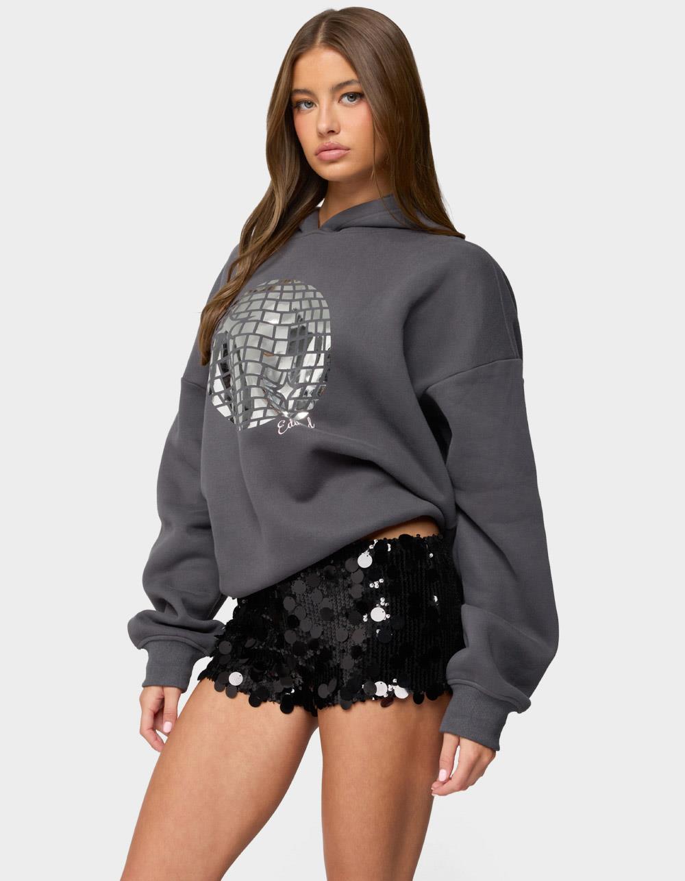 EDIKTED Disco Ball Hoodie - GRAY