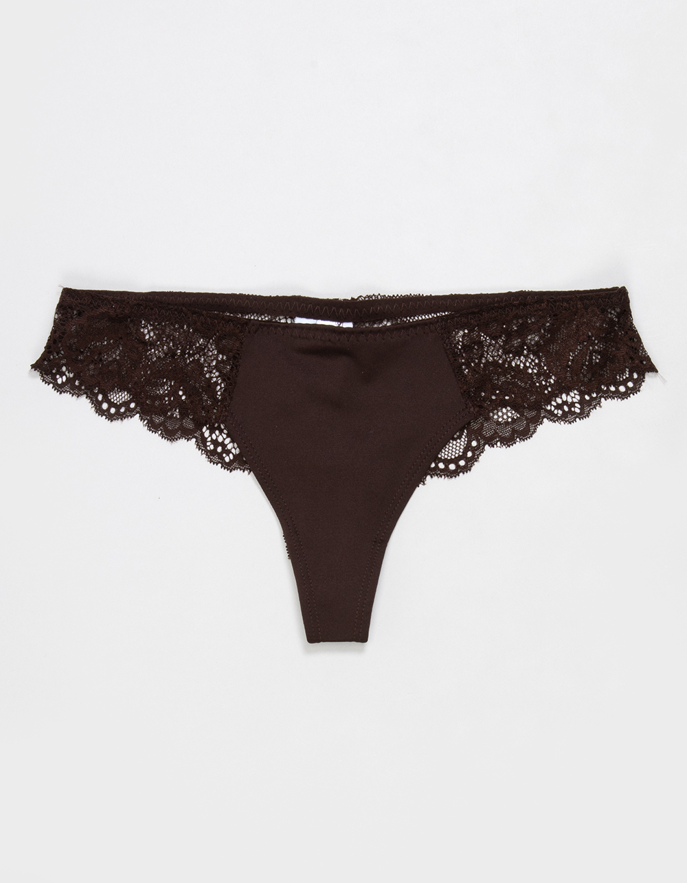 FULL TILT Micro Lace Thong - DARK BROWN