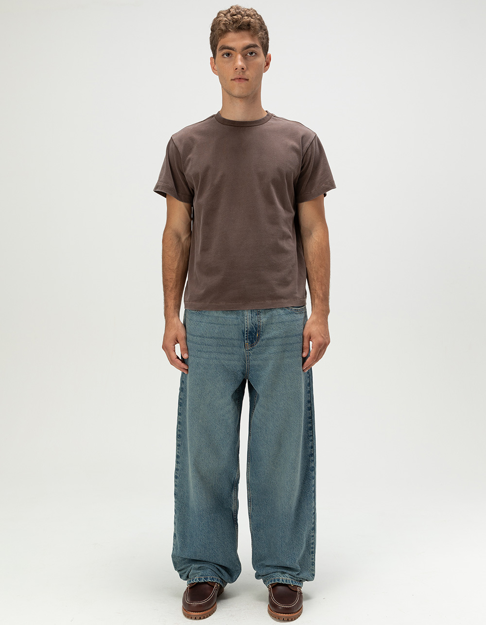 RSQ Mens Washed Shrunken Tee - DARK BROWN