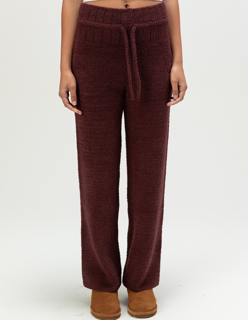 NIKE Sportswear Phoenix Cozy Womens Bouclé Knit Pants - BURGUNDY