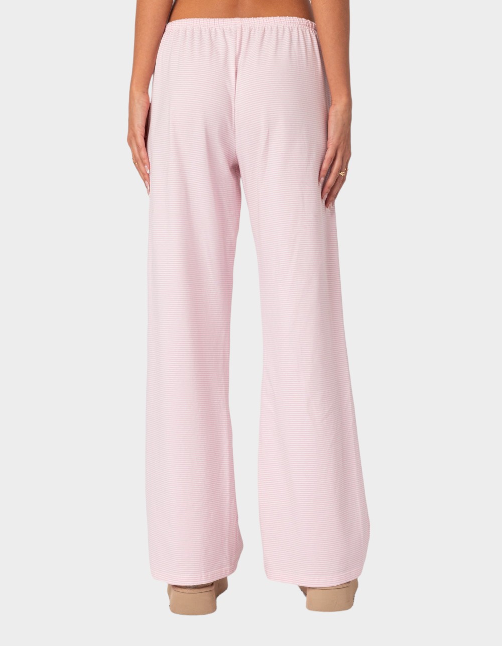 EDIKTED Olivia Striped Loose Fit Pants - LIGHT PINK