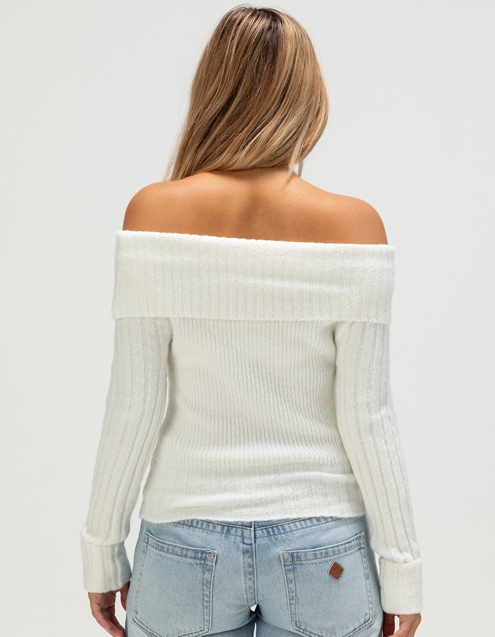 MADDEN GIRL Off The Shoulder Womens Sweater - IVORY