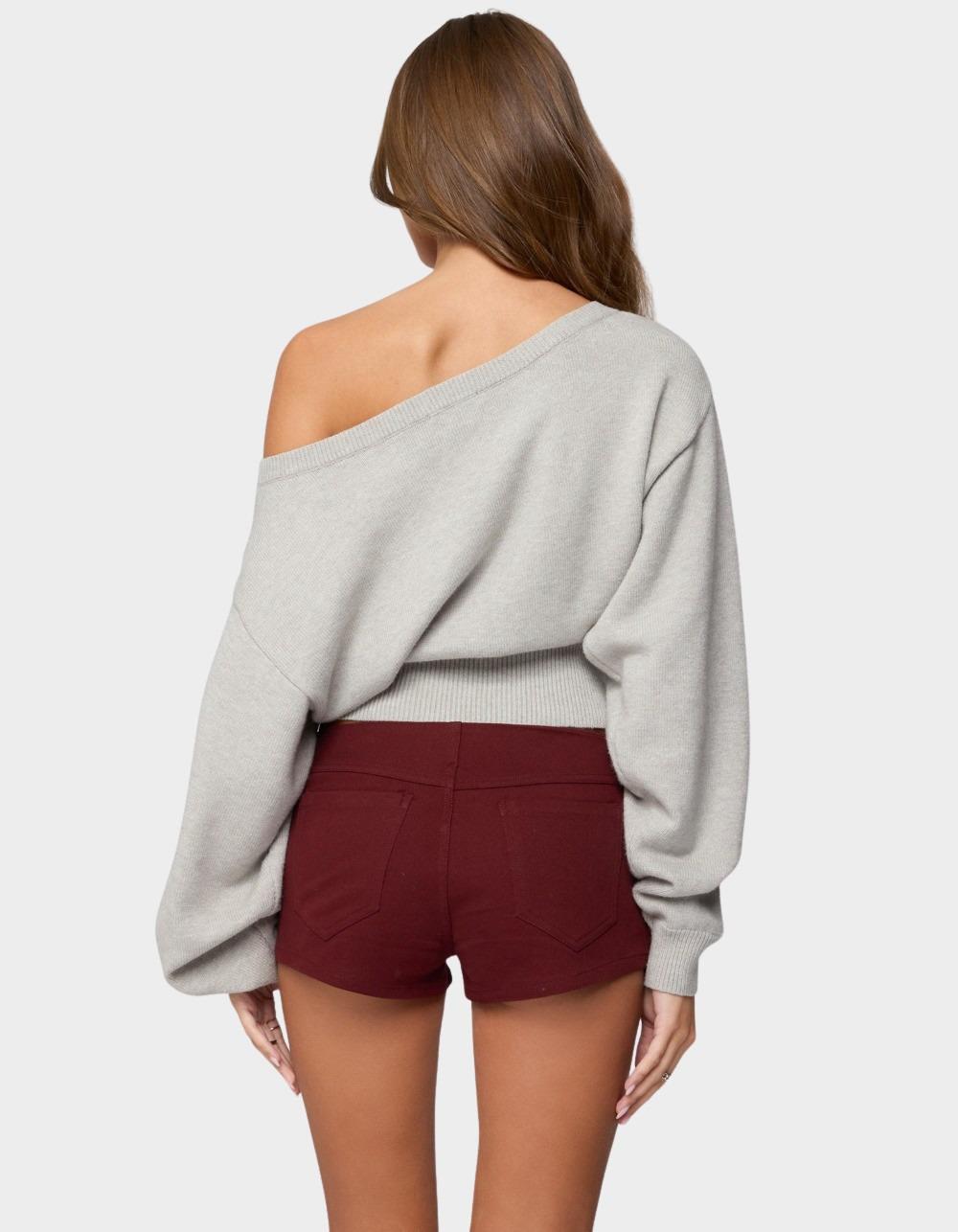 EDIKTED Ravenna Off Shoulder Sweater - GRAY