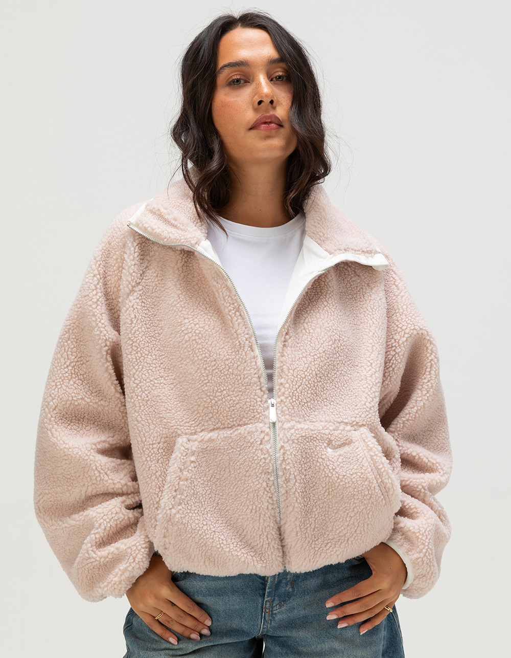 NIKE Sportswear Sherpa Womens Fleece Jacket - BLUSH