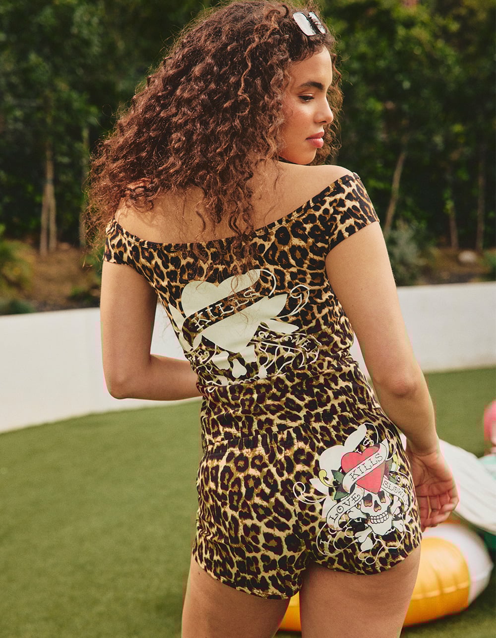 ED HARDY Love Kills Slowly Womens Mini Shorts - LEOPARD