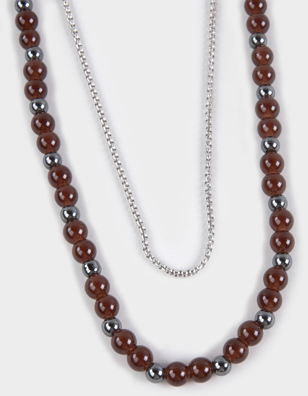 RSQ Beaded Layered Necklace - SILVER