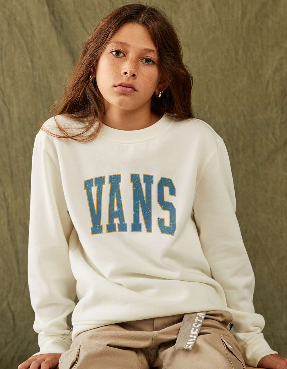 VANS Crest Girls Crewneck Sweatshirt - CREAM
