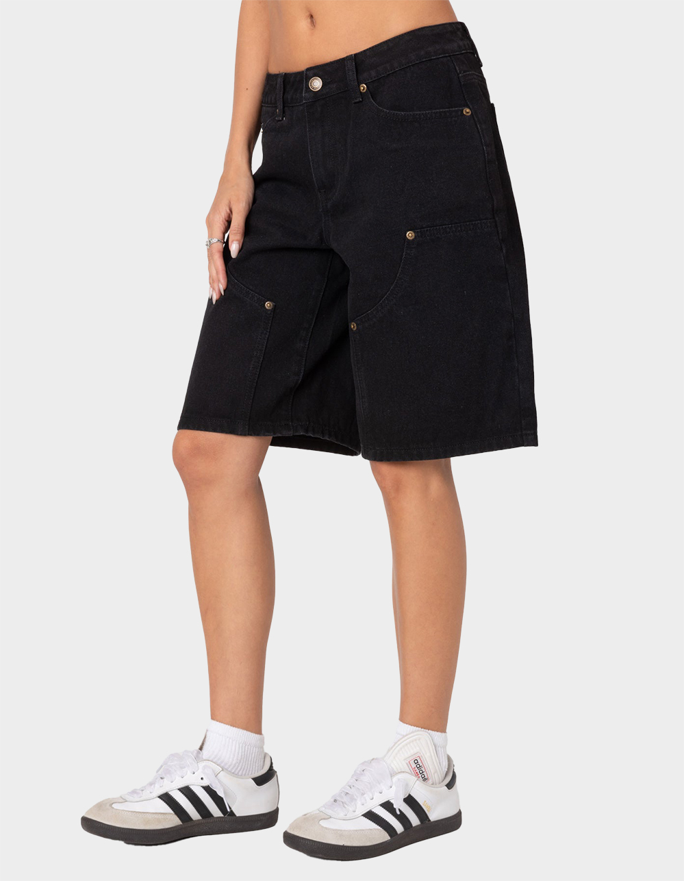 EDIKTED Jacqui Low Rise Denim Bermuda Shorts