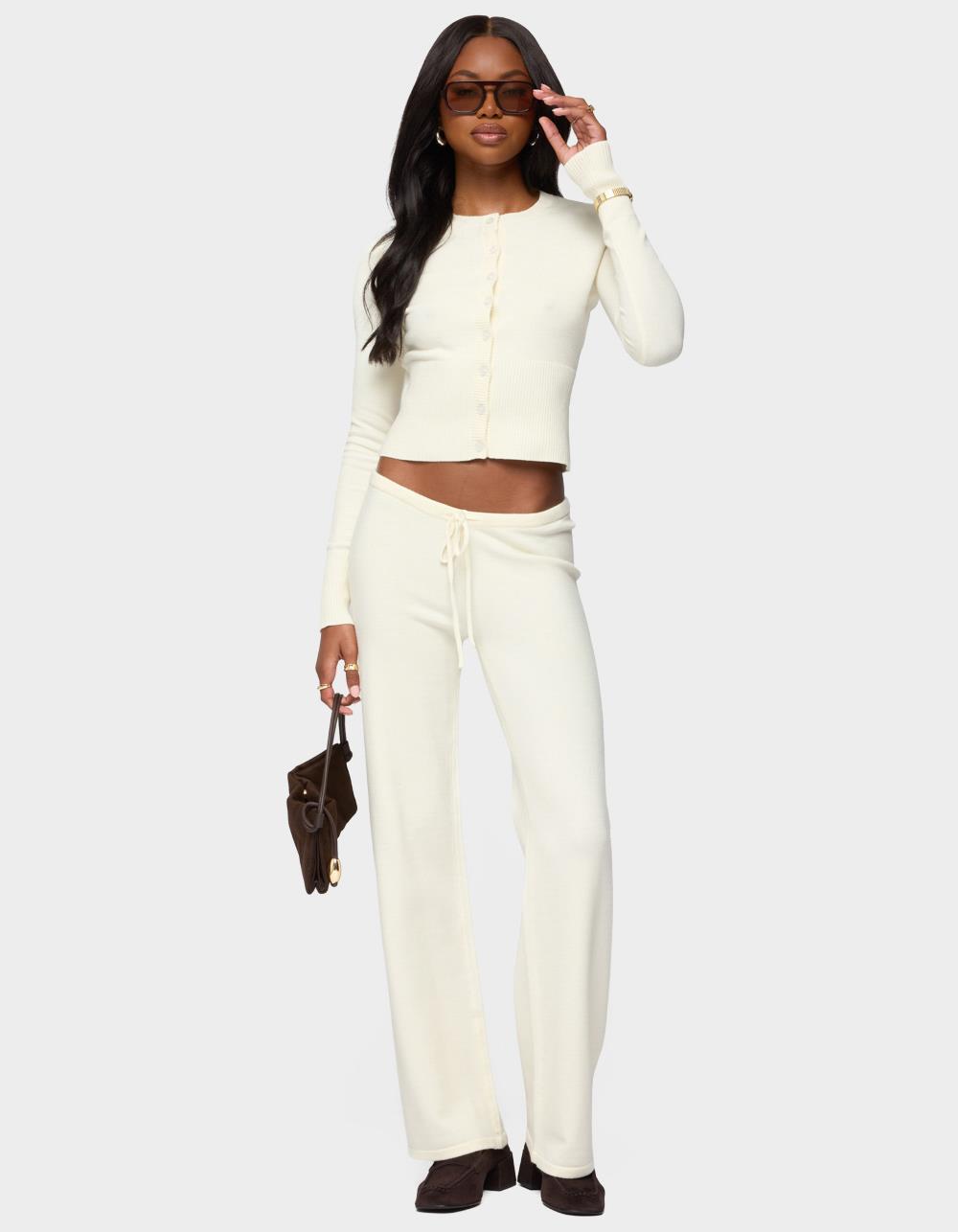 EDIKTED Montanna Knit Pants - BEIGE