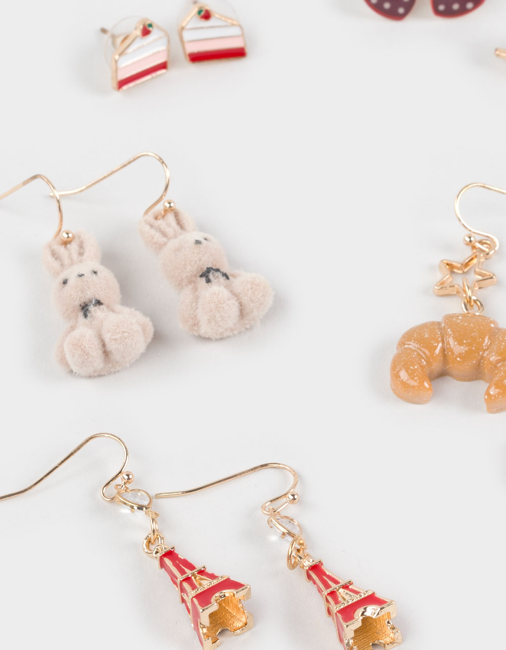 FULL TILT 6 Pack Bunny/Croissant Earrings - GOLD
