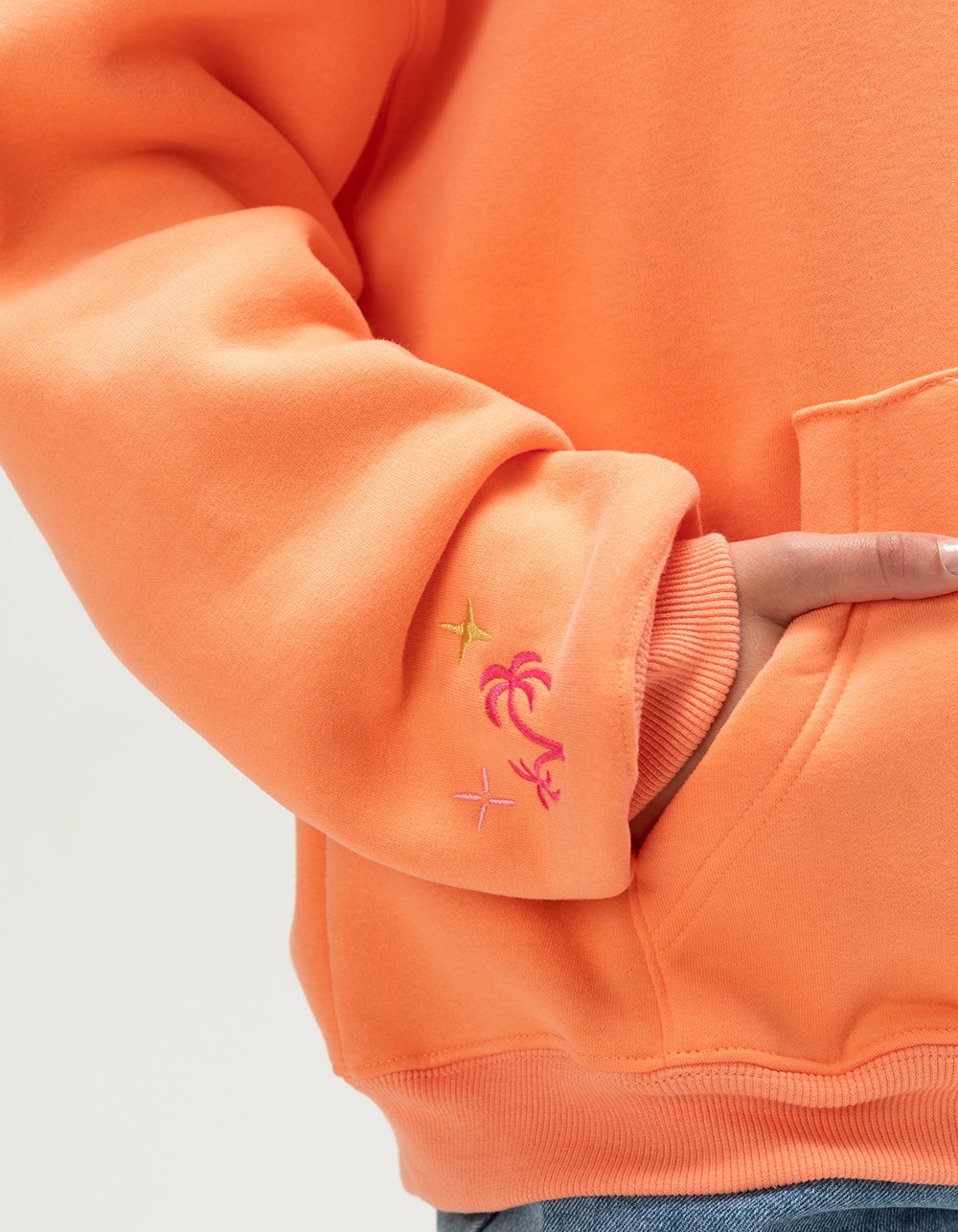 MALIBU SKYYE Greetings Embroidered Womens Hoodie - CORAL