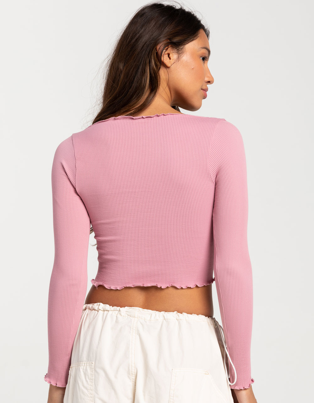 BDG Urban Outfitters Seamless Elise Womens Long Sleeve Top - PINK