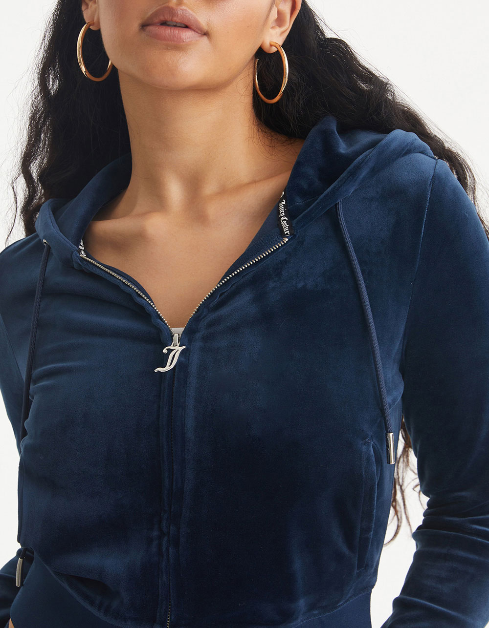 JUICY COUTURE OG Bling Womens Zip-Up Hoodie - NAVY
