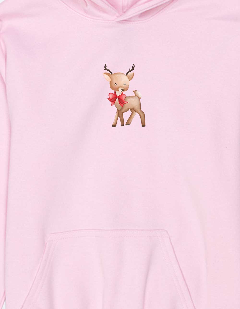 DEER Red Bow Unisex Kids Hoodie - LIGHT PINK