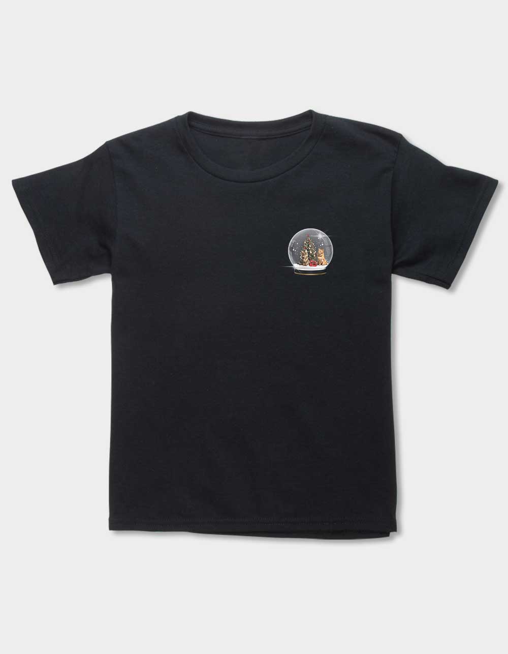 CAT Snow Globe Unisex Kids Tee - BLACK