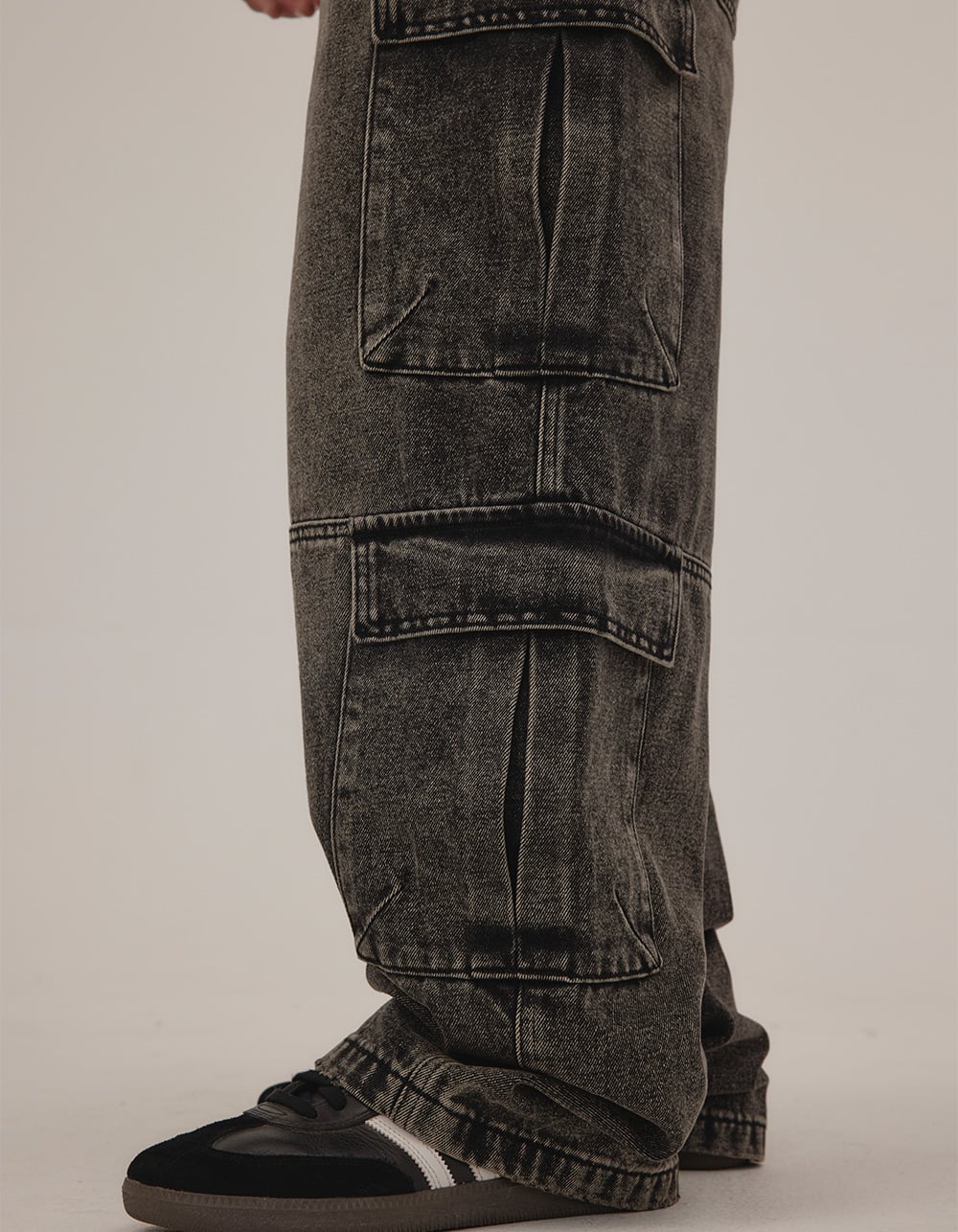 RSQ Mens Extra Baggy Cargo Jeans - BLACK