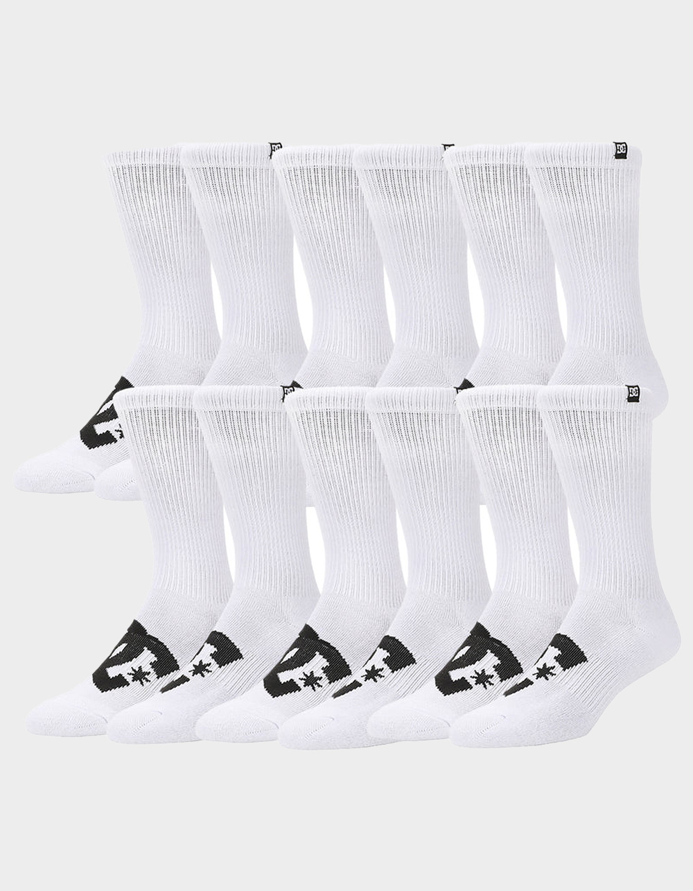 DC SHOES Logo 6 Pack Mens Crew Socks - WHT/BLK