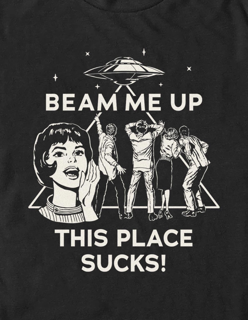 STRANGER THINGS Beam Me Up Unisex Tee - BLACK