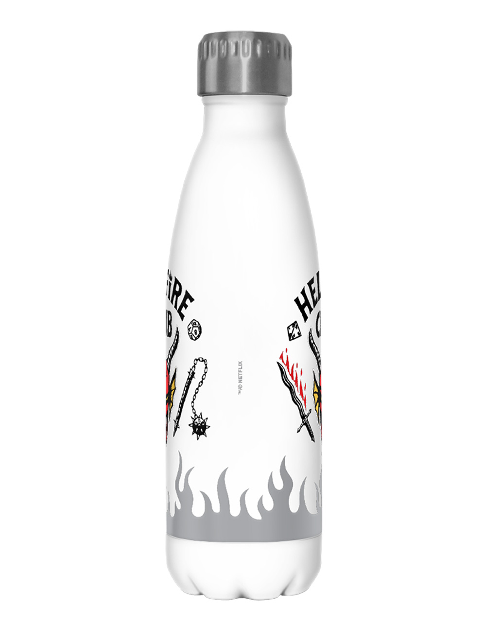 STRANGER THINGS 17 oz Hellfire Logo Flame Water Bottle - WHITE