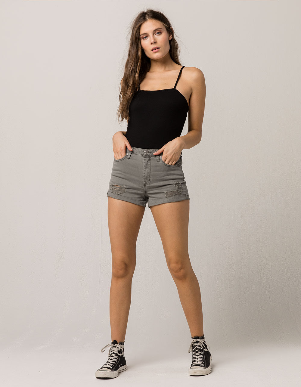 RSQ Sunset High Rise Womens Ripped Denim Shorts image number 3