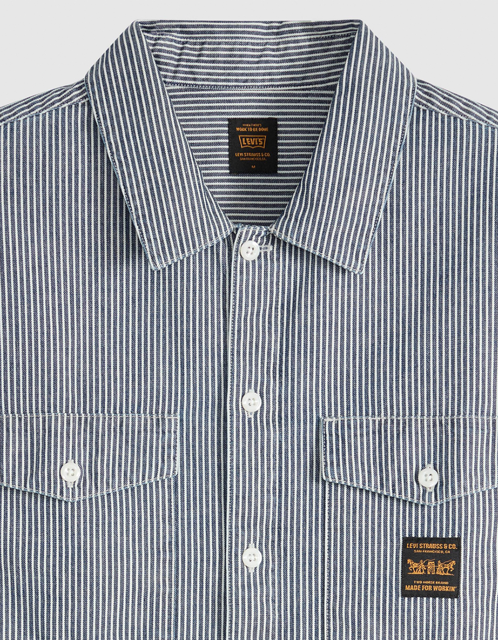LEVI'S Worker Mens Button-Up Shirt - BLUE/WHT